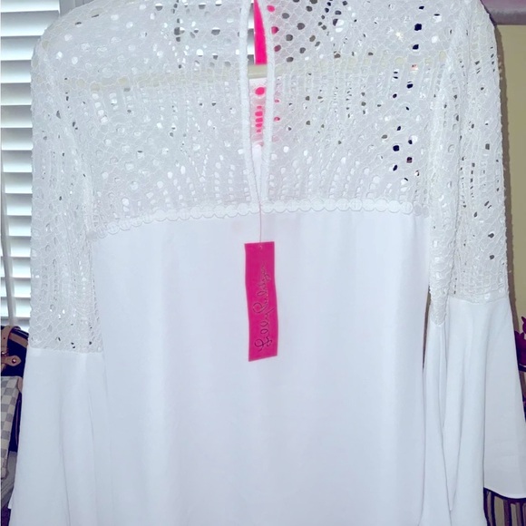 Lilly Pulitzer NWT Amenna Flounce Sleeve Top Resort White $138 Size 0,2 - Picture 6 of 7